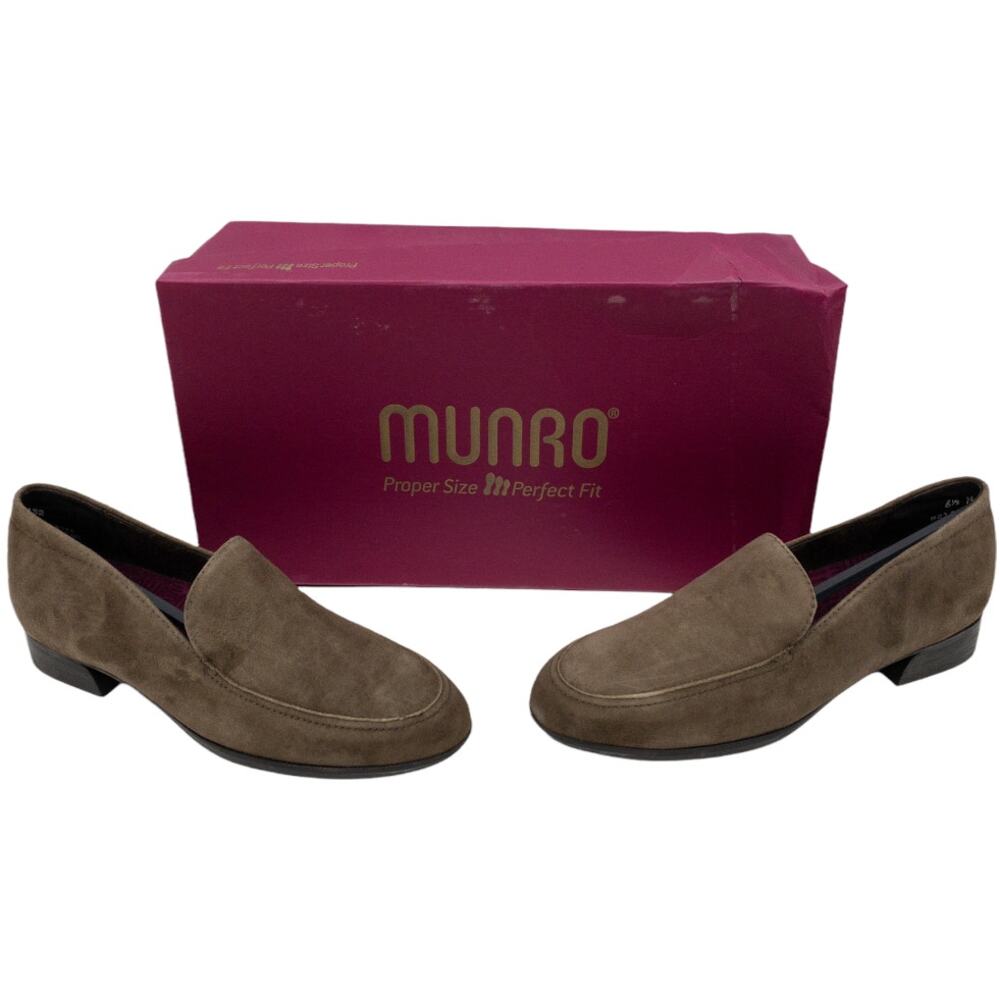 Munro Harrison Water-Resistant Suede Moc Loafer Women's 6.5 Brown
